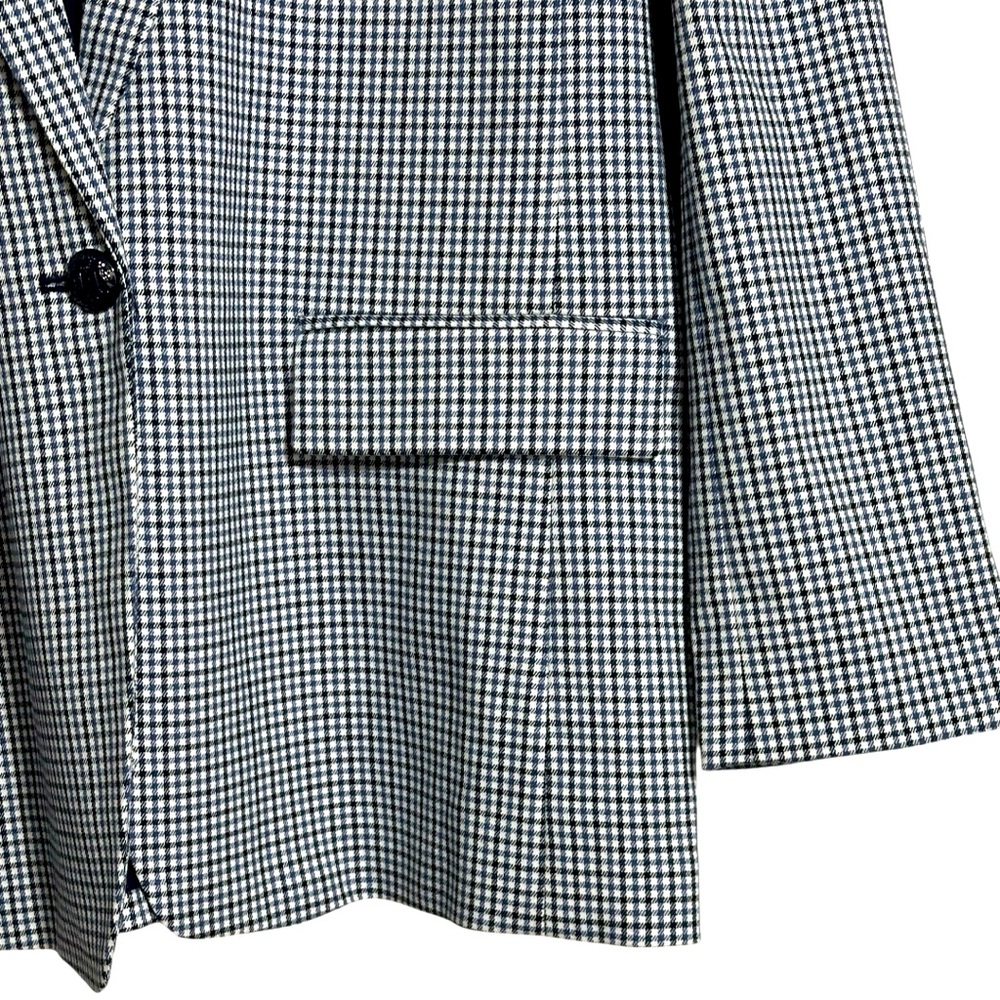 Ann Taylor Loft NWT Relaxed Modern Houndstooth Blazer in Blue & Black Plaid 10 - Picture 7 of 15
